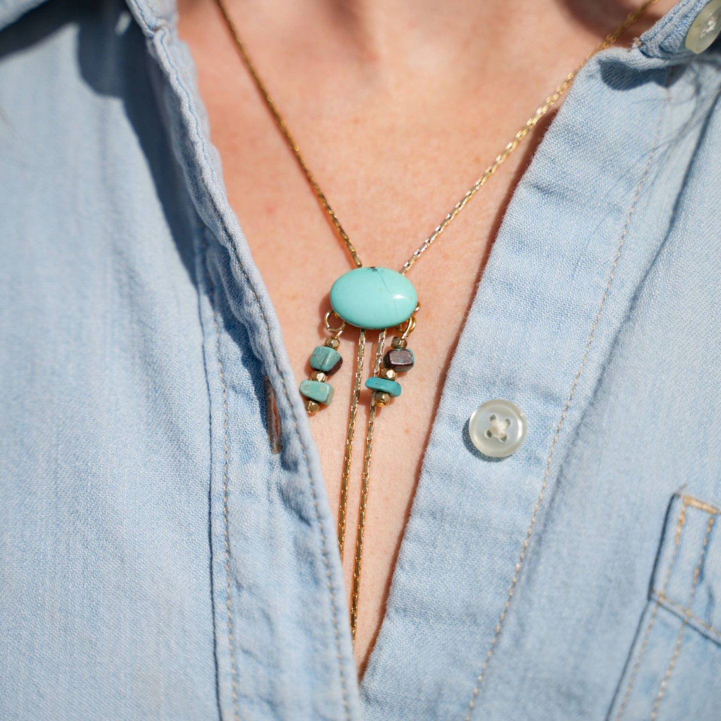 Turquoise Vintage Bolo: Dual-Function Hat Band & Necklace