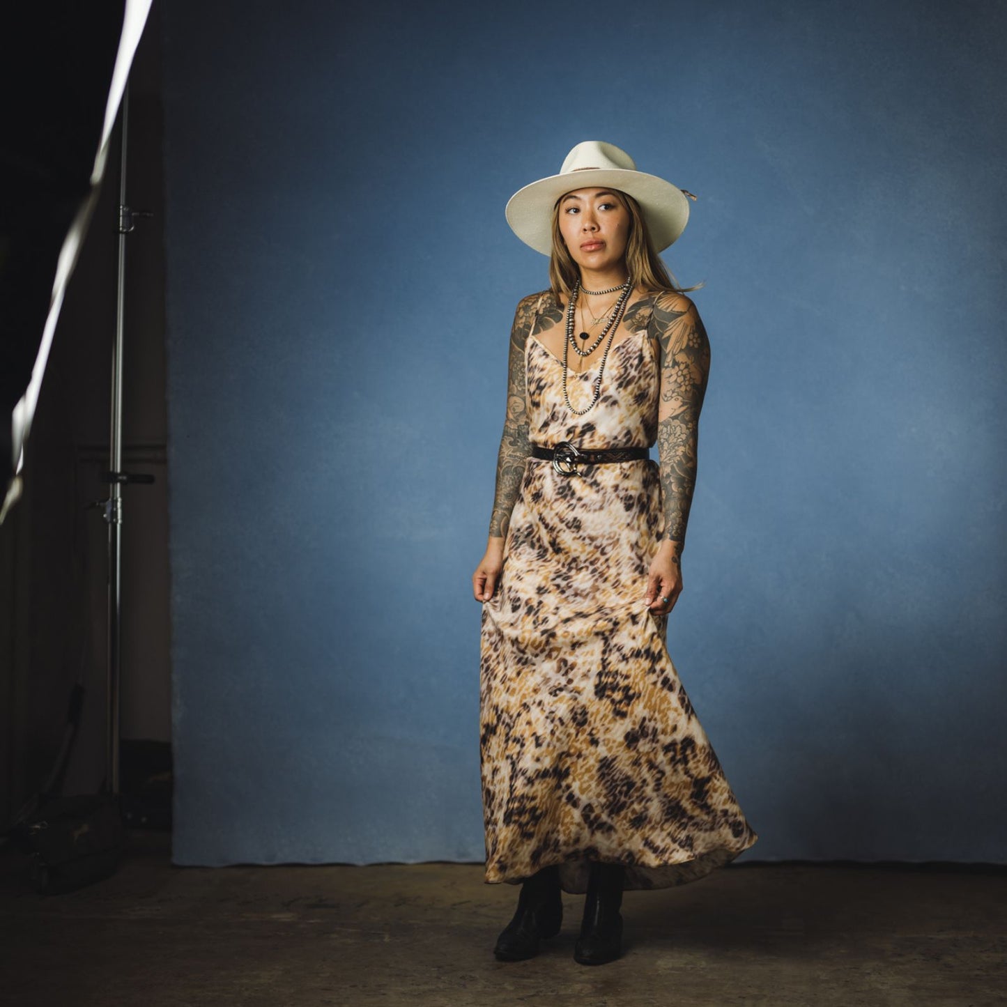 "1784" Hat – Woven Shantung with Vintage Chain and Tiger's Eye Accent