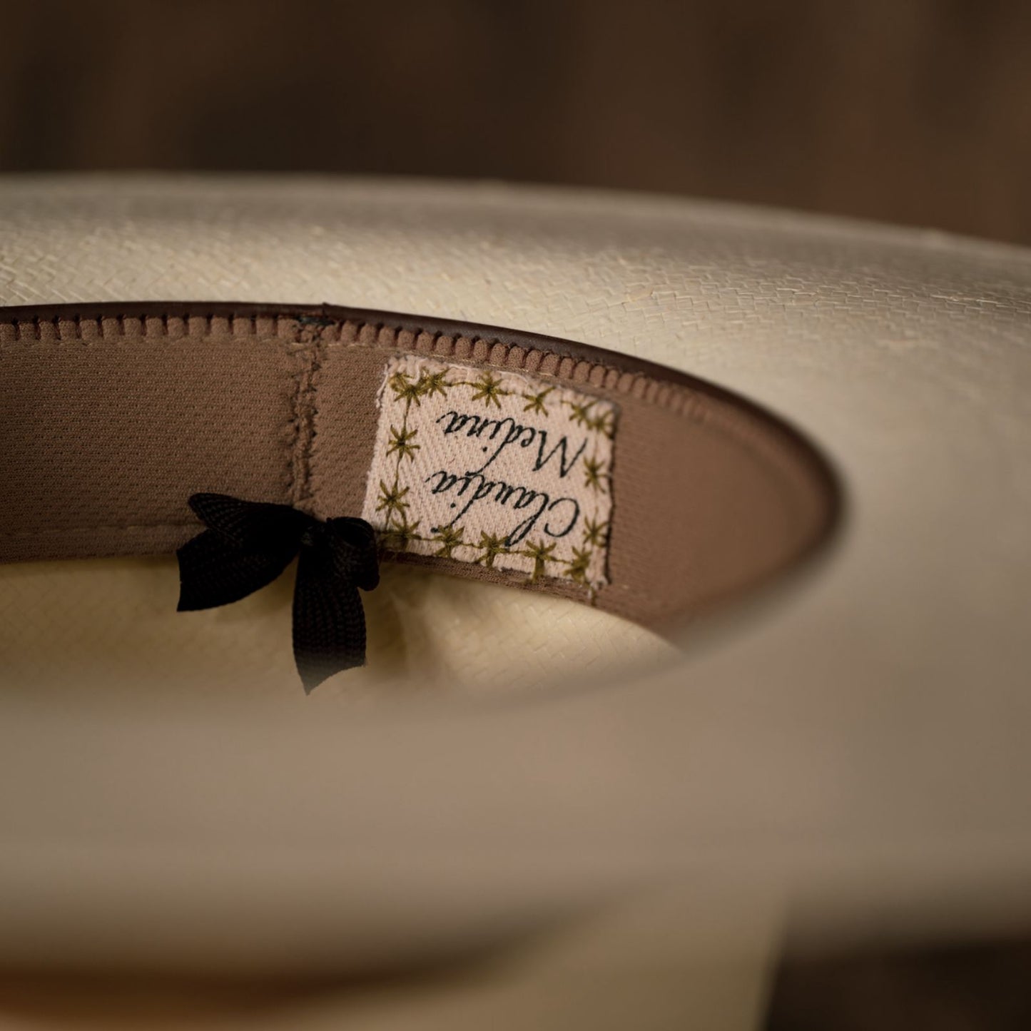 "1784" Hat – Woven Shantung with Vintage Chain and Tiger's Eye Accent
