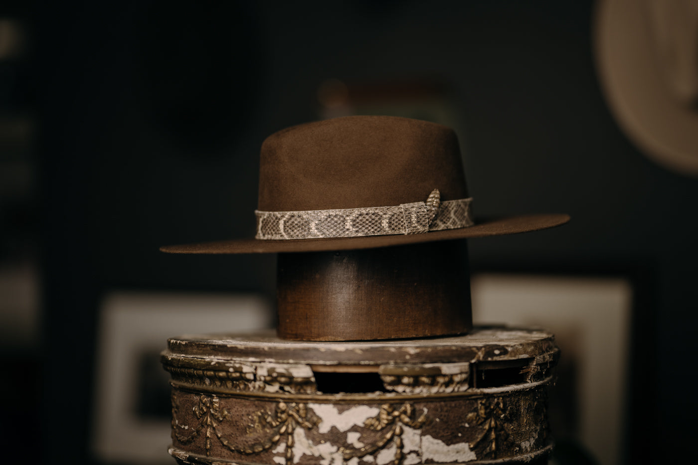 Snake Skin Hat Band with Rattler Accent – Bold & Unique